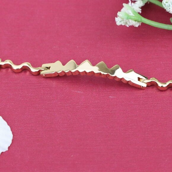 "Trendy Zigzag Rose Gold Bracelet in High Quality Gold Plated Brass, XPBL0868 - Picture 11 of 12